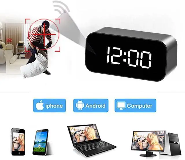 Alt view image 6 of 7 - Clock Camera - Security Camera - Indoor Full HD Mini 1080P WiFi Wireless Motion Detection Night Vision Real Time Watch Live Video Nanny Cam