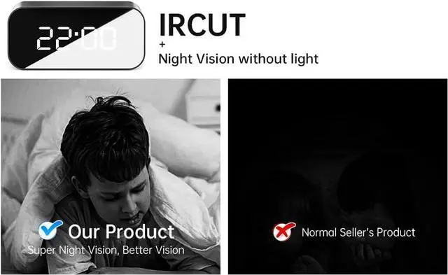 Alt view image 7 of 7 - Clock Camera - Security Camera - Indoor Full HD Mini 1080P WiFi Wireless Motion Detection Night Vision Real Time Watch Live Video Nanny Cam