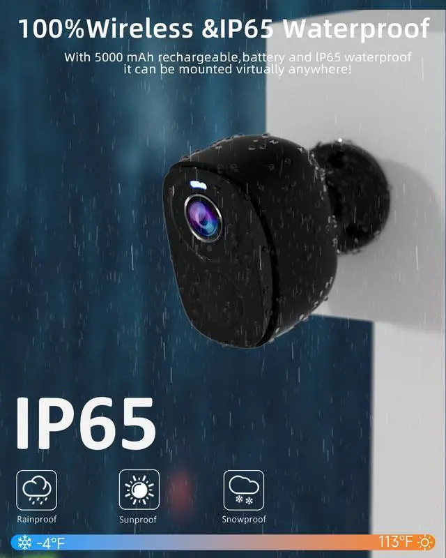 Alt view image 3 of 7 - 5G/2.4G WiFi Security Cameras Wireless Outdoor, 2K 5G Security Camera with AI Motion Detection, Color Night Vision, Siren, IP65, 2-Way-Audio, Support Alexa&Google Assistant, Cloud/SD (1)