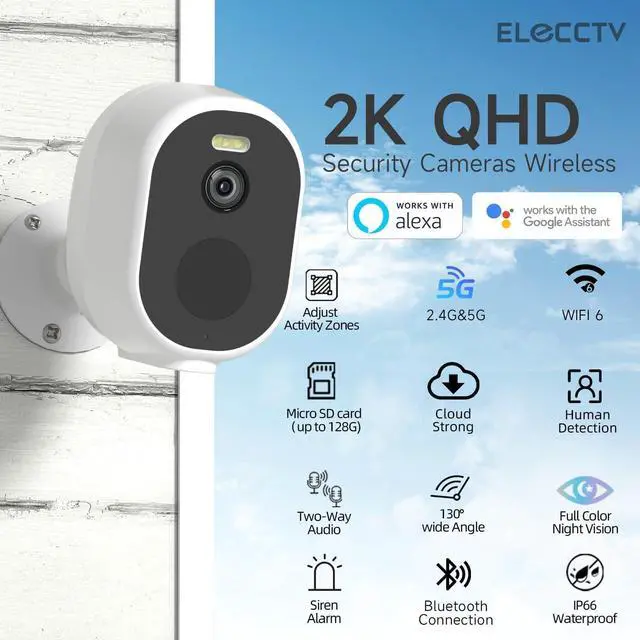 Alt view image 2 of 7 - Gadpiparty Security Cameras Wireless Outdoor, tuya 5g Security Camera, 2K HD Home Security System 4-Cam Kit with 130°-Wide View, 3MP Color Night Vision, Spotlight,IP65 Waterproof, Support Alexa,Cloud