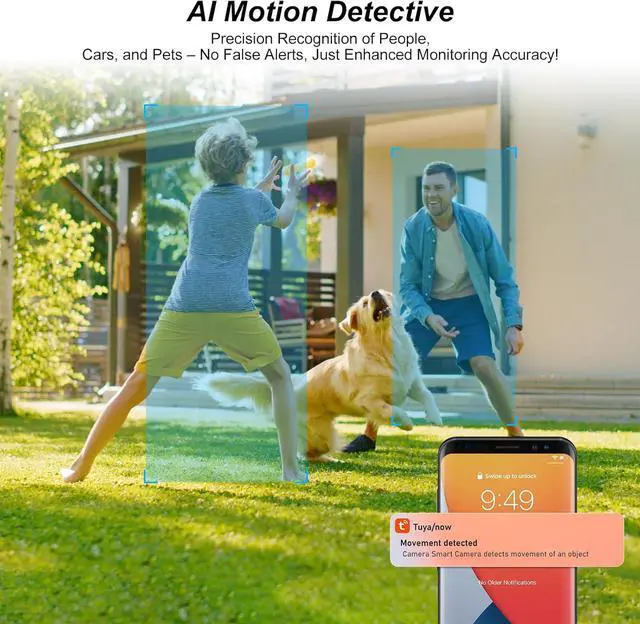 Alt view image 3 of 7 - 2K Solar Security Cameras Wireless Outdoor-2.4/5Ghz WiFi Cameras for Home Security, AI Motion Detection, Color Night Vision, SD Card/Cloud Storage, Waterproof, Work with Alexa/Google Home (4 Cameras)