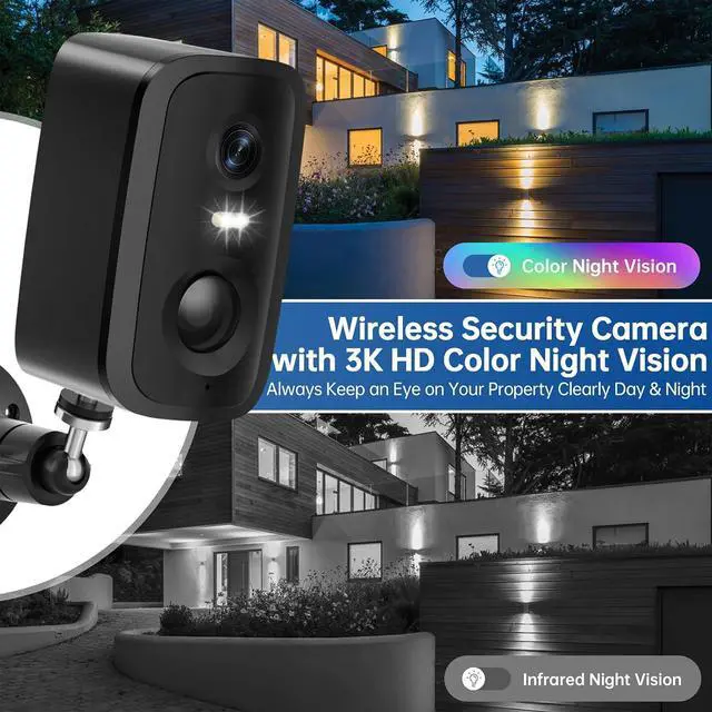 Alt view image 5 of 7 - 2K Wireless Security Cameras Outdoor, Battery-Powered Cameras with AI Motion Detection, Color Night Vision, Spotlight, 2-Way Talk, Siren Alarm, IP65,Cloud/SD Storage for Home Security 2pack