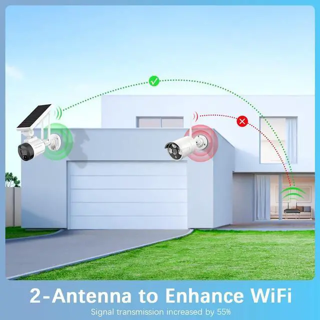 Alt view image 3 of 5 - Gadpiparty 2-Way Audio Outdoor Solar Powered Security Camera System, Wireless Rechargeable Security Cameras System, Home Video Surveillance Camera System