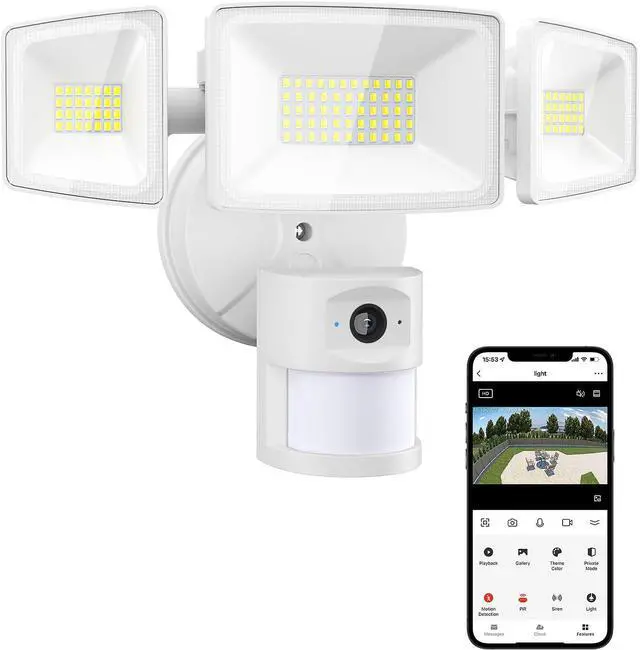 Main image of Onforu Floodlight Camera,2K HD Outdoor Security Camera,55W 5500lm Wired Cam,125° Wide View and 180° PIR Motion Detection,Home Cam with Color Night Vision,2-Way Talk,SD Card/Cloud Storage