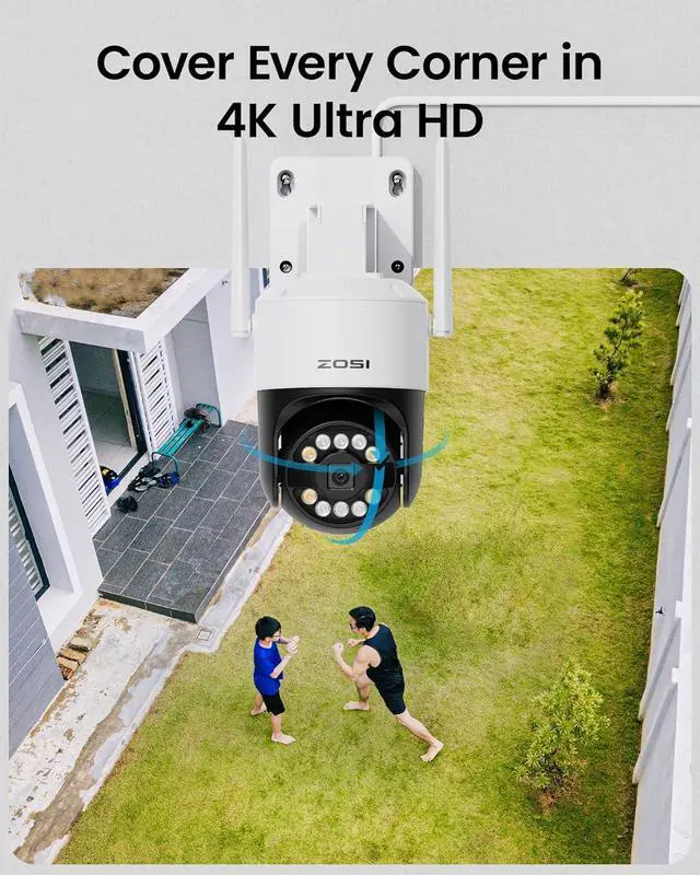 Alt view image 5 of 7 - Gadpiparty ZOSI 8CH 4MP QHD 2.5K WiFi Security System with 4 x 4MP Outdoor Cameras & C296 4K 8MP PT Plug-in Camera, True Full Color Night Vision, AI Person/Vehicle Detect, 2-Way Audio, Siren Alert, 1