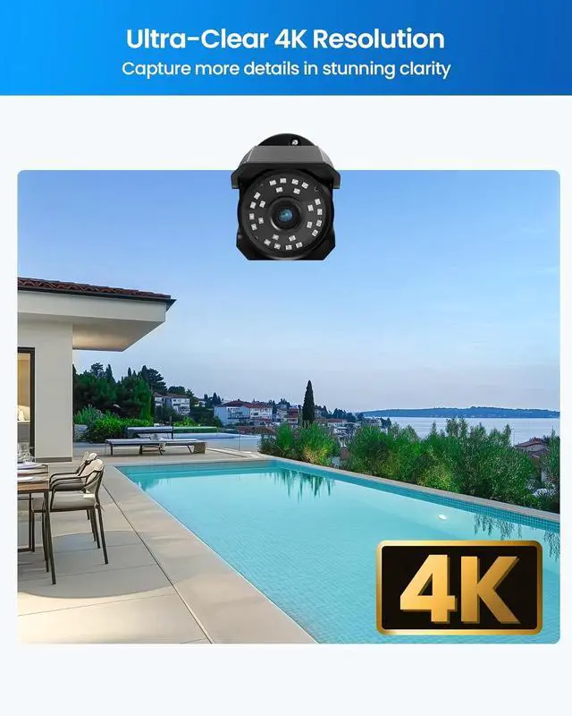 Alt view image 2 of 7 - Gadpiparty ZOSI 4K 8CH PoE Security Camera System (16CH Expandable), H.265+ 8CH NVR with 2TB HDD for 24/7 Record, 5 x 8MP PoE IP Cameras Outdoor Indoor, Human Detection, One-Way Audio, 100ft IR Night