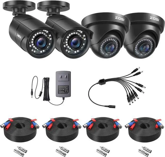 Main image of Gadpiparty ZOSI 4 x 2MP 1080p 1920TVL Security Camera Outdoor Indoor (Hybrid 4-in-1 HD-CVI/TVI/AHD/960H Analog CVBS), 36PCS LEDs, 120ft Night Vision, 105°View Angle Surveillance CCTV Bullet Camera (B