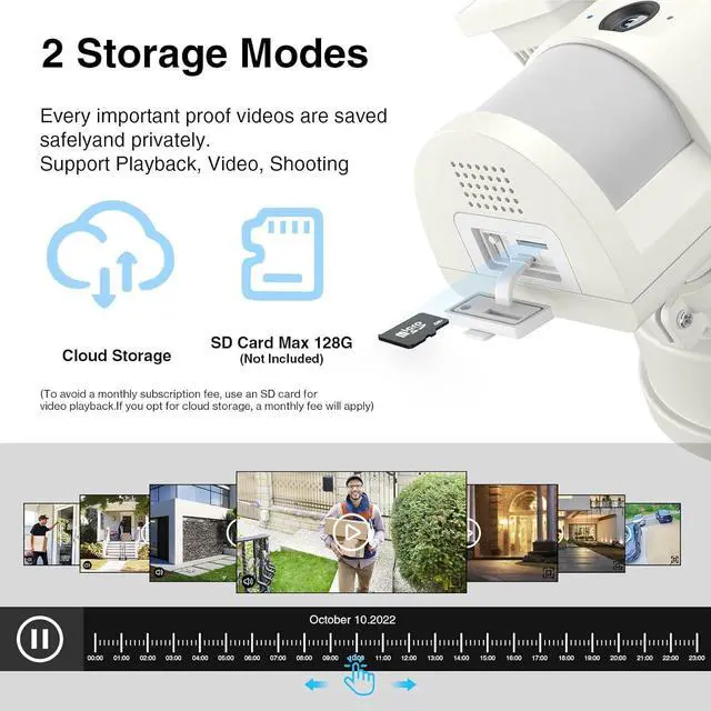 Alt view image 6 of 7 - Onforu Floodlight Camera,2K HD Outdoor Security Camera,55W 5500lm Wired Cam,125° Wide View and 180° PIR Motion Detection,Home Cam with Color Night Vision,2-Way Talk,SD Card/Cloud Storage