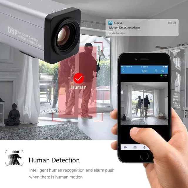 Alt view image 5 of 7 - 4K 8MP 36X Optical Zoom Camera, POE CCTV Network Box Bullet IP Indoor Outdoor Security AI Camera,128G TF Card Included, Two-Ways Audio, Motion Detection Face Recorder, XMEYE