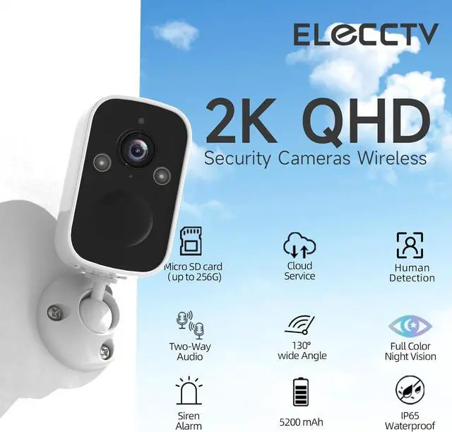 Alt view image 2 of 7 - Gadpiparty Security Cameras Wireless Outdoorz, 2K Battery Powered AI Motion Detection Spotlight Siren Alarm Surveillance Indoor Home Camera, Color Night Vision, 2-Way Talk, IP65, Cloud/SD, Compatible