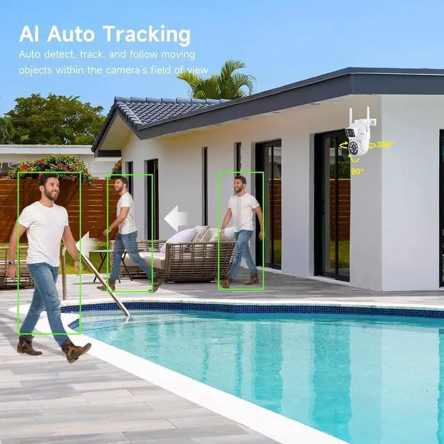 Alt view image 5 of 7 - Gadpiparty 2K Wireless Security Camera System Outdoor with 12" HD Monitor, WiFi 6 Dual Lens Security Cameras with Auto Tracking, 16CH NVR with 1TB HDD, 24/7 Record
