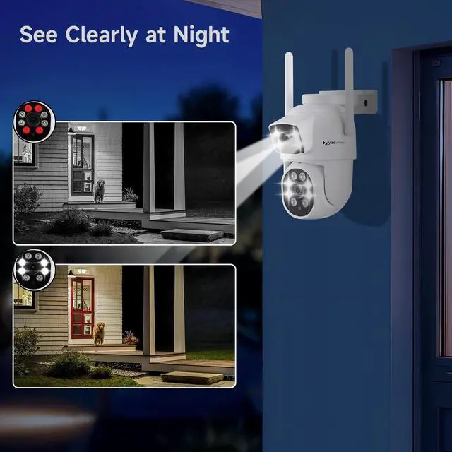 Alt view image 7 of 7 - Gadpiparty 2K Wireless Security Camera System Outdoor with 12" HD Monitor, WiFi 6 Dual Lens Security Cameras with Auto Tracking, 16CH NVR with 1TB HDD, 24/7 Record