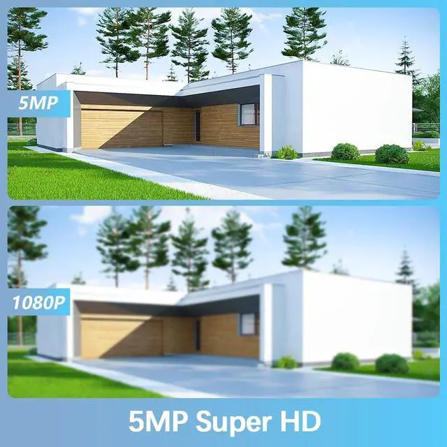 Alt view image 2 of 7 - Gadpiparty WEILAILIFE 90ft Super Night Vision & 130°Ultra Wide-Angle 2-Way Audio 5.0MP Outdoor Wired Extended Security Camera, Bullet Exterior Surveillance, Home Video Surveillance & Security Camer