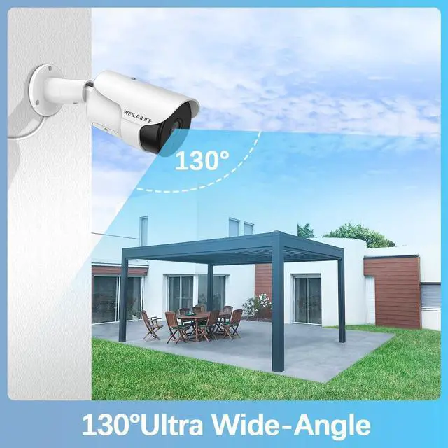 Alt view image 5 of 7 - Gadpiparty WEILAILIFE 90ft Super Night Vision & 130°Ultra Wide-Angle 2-Way Audio 5.0MP Outdoor Wired Extended Security Camera, Bullet Exterior Surveillance, Home Video Surveillance & Security Camer