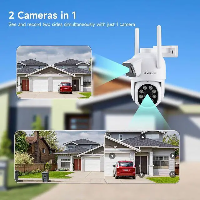 Alt view image 2 of 7 - Gadpiparty 2K Wireless Security Camera System Outdoor with 12" HD Monitor, WiFi 6 Dual Lens Security Cameras with Auto Tracking, 16CH NVR with 1TB HDD, 24/7 Record
