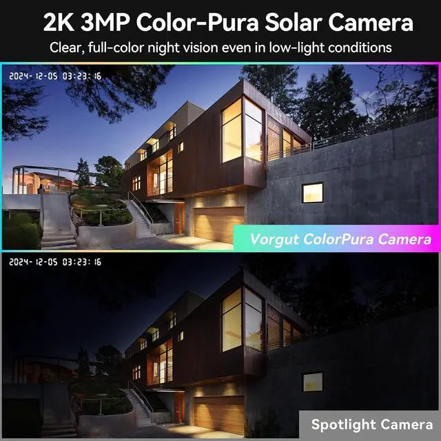 Alt view image 3 of 7 - Gadpiparty Solar Security Camera System Wireless Outdoor, 2pcs 2K Solar Powered Home Security Cameras, Full Color Night Vision, 360° Pan Tilt, Human Detection, 2.4G/5G WiFi 10CH NVR with 500G HDD
