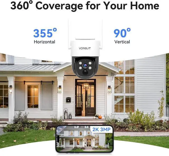 Alt view image 4 of 7 - Gadpiparty Solar Security Camera System Wireless Outdoor, 2pcs 2K Solar Powered Home Security Cameras, Full Color Night Vision, 360° Pan Tilt, Human Detection, 2.4G/5G WiFi 10CH NVR with 500G HDD