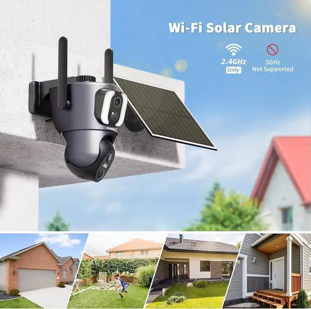 Alt view image 5 of 7 - Gadpiparty SEHMUA Solar Camera Security Outdoor, 2K Dual Cameras for Home Security, 360° View Wi-Fi Dual Lens Linkage Security Cameras Wireless Outdoor, Color Night Vision, Two-Way Talk, IP65 Waterpr