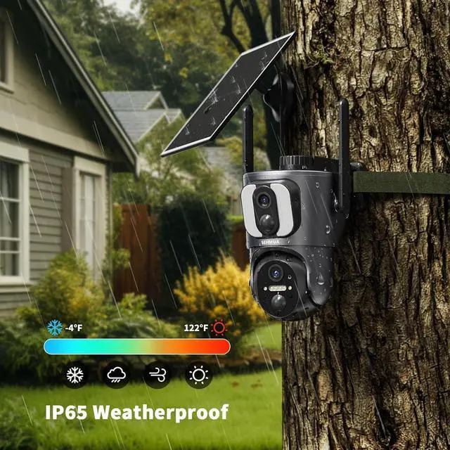 Alt view image 7 of 7 - Gadpiparty SEHMUA Solar Camera Security Outdoor, 2K Dual Cameras for Home Security, 360° View Wi-Fi Dual Lens Linkage Security Cameras Wireless Outdoor, Color Night Vision, Two-Way Talk, IP65 Waterpr
