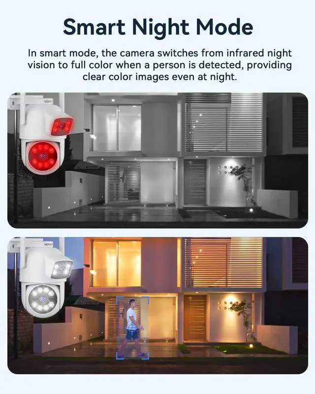 Alt view image 5 of 7 - Gadpiparty Wireless Security Camera System Outdoor, 2pcs 2K Dual Lens PTZ Auto Tracking Cameras for Home Security, 2.4G/5G WiFi, Color Night Vision, Human Detection, 10CH NVR with 500GB HDD