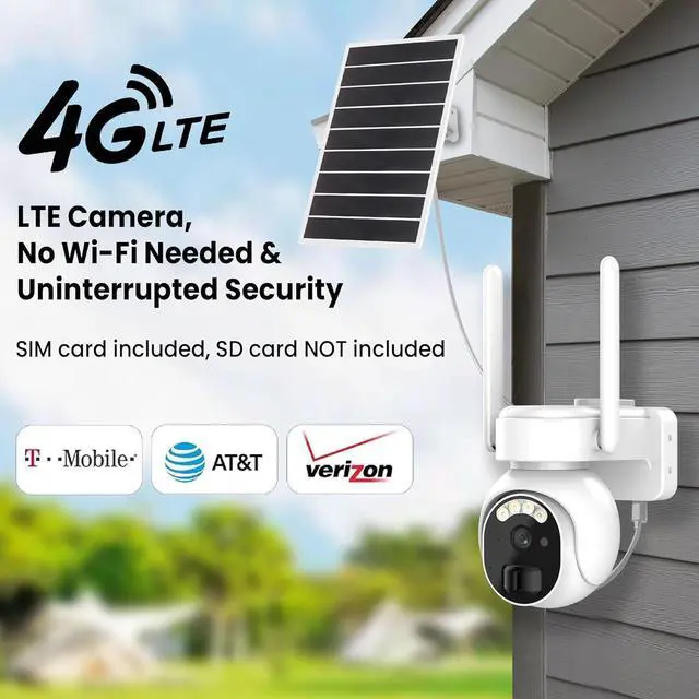 Alt view image 2 of 7 - 4G LTE Security Cameras Wireless Outdoor, 2K Solar Cellular Security Camera, No WiFi Security Camera, Off Grid With 360° Live View, Color Night Vision, PIR Motion Alerts, 2 Way Talk, Built-In SIM Card