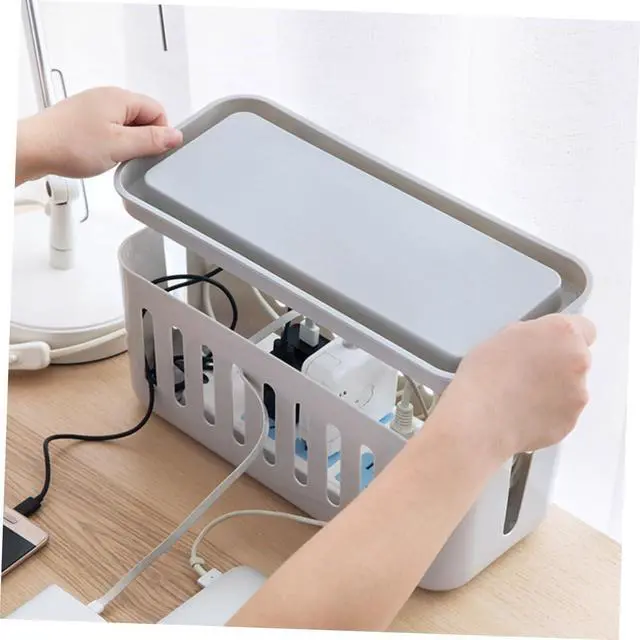 Alt view image 2 of 7 - Gadpiparty Desk Cable Organizer Storage Box with Lid The Wire Storage with Cord Hider for Power Strip Desktop Cable Management Box