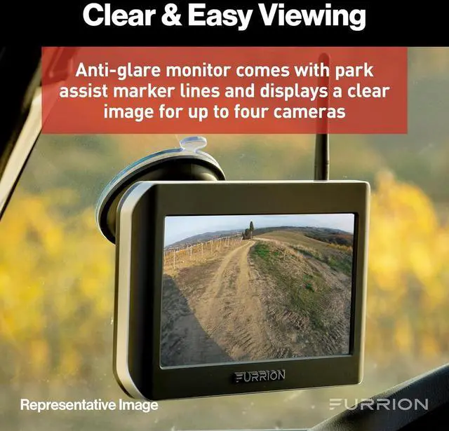 Alt view image 3 of 7 - Furrion Vision S Wireless RV Backup Camera System with 4.3-Inch Monitor, 1 Rear Sharkfin, Infrared Night Vision, Wide-Angle View, Hi-Res, IP65 Waterproof, Motion Detection, Microphone - FOS43TASF