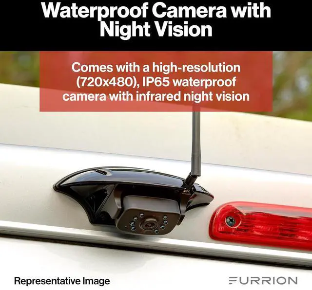 Alt view image 4 of 7 - Furrion Vision S Wireless RV Backup Camera System with 4.3-Inch Monitor, 1 Rear Sharkfin, Infrared Night Vision, Wide-Angle View, Hi-Res, IP65 Waterproof, Motion Detection, Microphone - FOS43TASF
