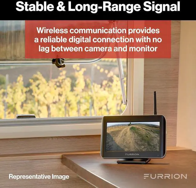 Alt view image 5 of 7 - Furrion Vision S Wireless RV Backup Camera System with 4.3-Inch Monitor, 1 Rear Sharkfin, Infrared Night Vision, Wide-Angle View, Hi-Res, IP65 Waterproof, Motion Detection, Microphone - FOS43TASF