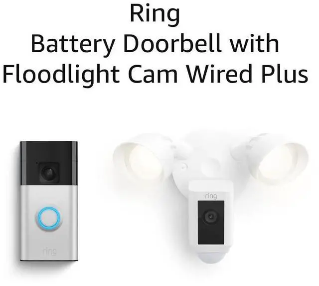 Main image of Ring Battery Doorbell with Ring Floodlight Cam Wired Plus (White)