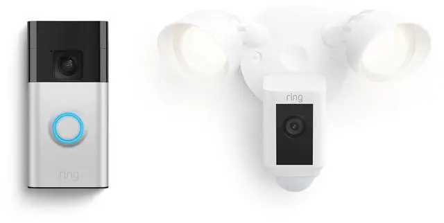 Alt view image 2 of 7 - Ring Battery Doorbell with Ring Floodlight Cam Wired Plus (White)