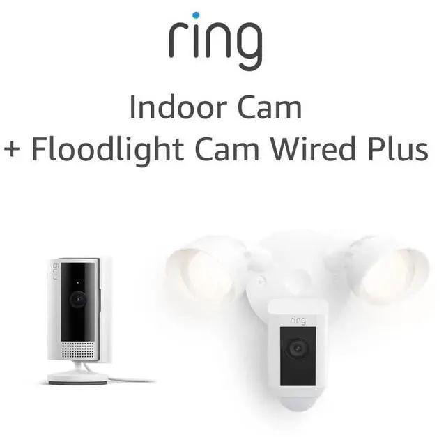 Main image of Ring Floodlight Cam Wired Plus with All-new Ring Indoor Cam, White