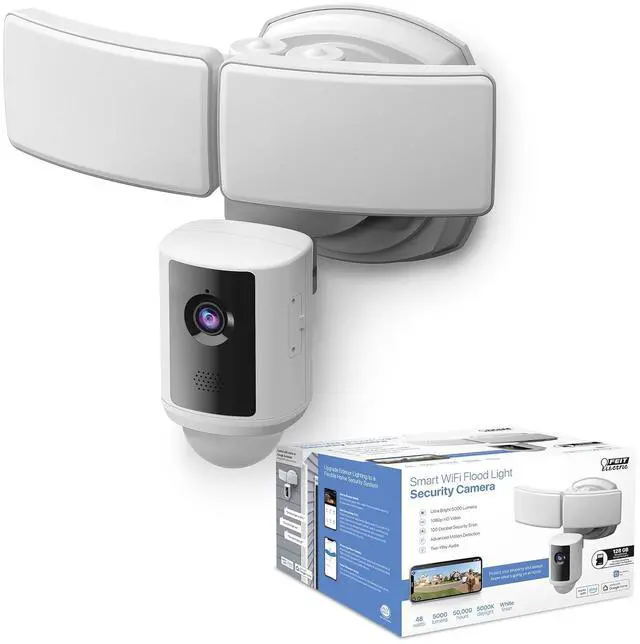 Main image of Feit Electric SEC5000/CAM/WIFI Outdoor LED Smart Security Camera with Motion Sensor, 2-Way Audio, 5000 Lumens Floodlight, Works with Alexa and Google Asst, Alarm, Hardwired, Updated Version of SEC3000