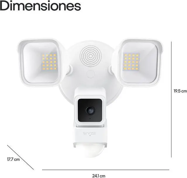 Alt view image 3 of 7 - Wyze Cam Floodlight with 2600 Lumen LEDs, Wired 1080p HD IP65 Outdoor Smart Security Camera, Color Night Vision, 270-Degree Customizable Motion Detection, 105dB Siren, and Two-Way Audio