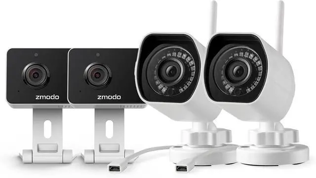 Main image of Zmodo Cameras for Home Security (Indoor & Outdoor Camera Bundle), 1080p HD, IP Camera Wireless WiFi, Motion Detection, Two-Way Talk, Night Vision, Remote View, Cloud Service, Work with Alexa/Google