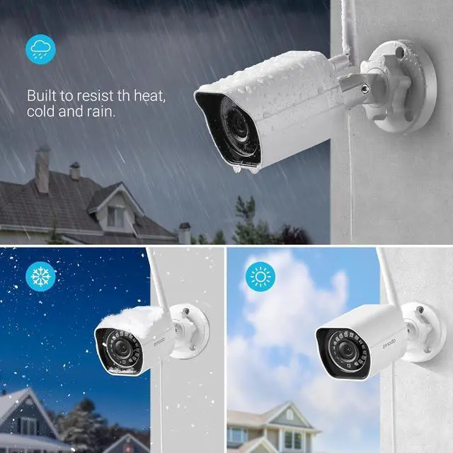 Alt view image 2 of 7 - Zmodo Cameras for Home Security (Indoor & Outdoor Camera Bundle), 1080p HD, IP Camera Wireless WiFi, Motion Detection, Two-Way Talk, Night Vision, Remote View, Cloud Service, Work with Alexa/Google