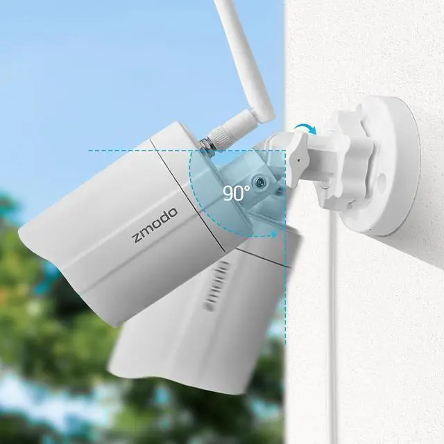 Alt view image 4 of 7 - Zmodo Cameras for Home Security (Indoor & Outdoor Camera Bundle), 1080p HD, IP Camera Wireless WiFi, Motion Detection, Two-Way Talk, Night Vision, Remote View, Cloud Service, Work with Alexa/Google