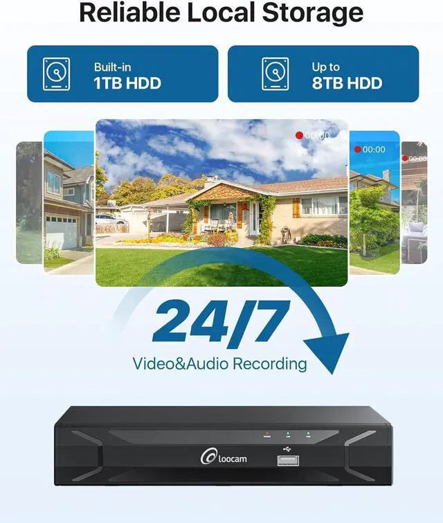 Alt view image 5 of 7 - 5MP PoE Camera System, 8CH NVR 4pcs 4MP Wired Dome IP Cameras Two-Way Audio, AI Human Detection, Plug and Play Surveillance Security Camera System Outdoor/Indoor, Remote Access, 1TB Hard Drive