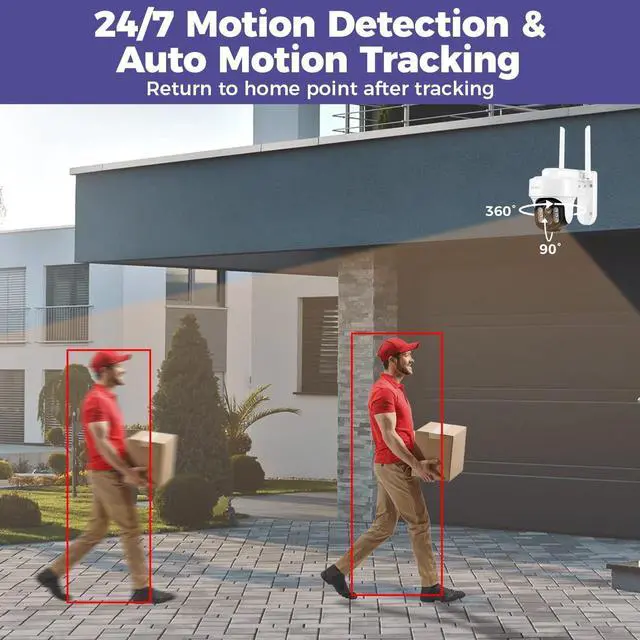 Alt view image 3 of 7 - [Auto-Track & 10X Zoom] XMARTO 10CH WiFi 6 HD PTZ Security Camera System Wireless Outdoor/Indoor, Dual-WiFi 4K NVR with 8X Rotate 6MP Home Cams, 1TB HDD (Plug-in 24/7 Surveillance, WiFi-Relay)