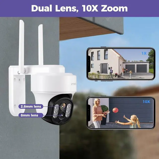 Alt view image 6 of 7 - [Auto-Track & 10X Zoom] XMARTO 10CH WiFi 6 HD PTZ Security Camera System Wireless Outdoor/Indoor, Dual-WiFi 4K NVR with 8X Rotate 6MP Home Cams, 1TB HDD (Plug-in 24/7 Surveillance, WiFi-Relay)
