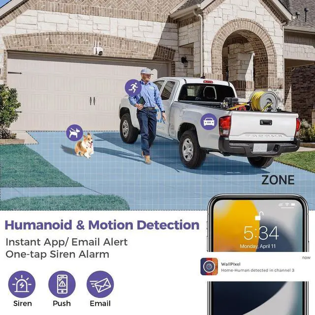 Alt view image 7 of 7 - [Auto-Track & 10X Zoom] XMARTO 10CH WiFi 6 HD PTZ Security Camera System Wireless Outdoor/Indoor, Dual-WiFi 4K NVR with 8X Rotate 6MP Home Cams, 1TB HDD (Plug-in 24/7 Surveillance, WiFi-Relay)