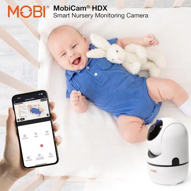 Alt view image 6 of 7 - MobiCam HDX Wi-Fi Pan & Tilt Smart Nursery, Elderly & Home Monitoring Camera, 1080p HD Indoor Security Night Vision IP Camera, Motion Detection, Two-Way Audio, Cloud & SD Card Storage - (2-Pack)