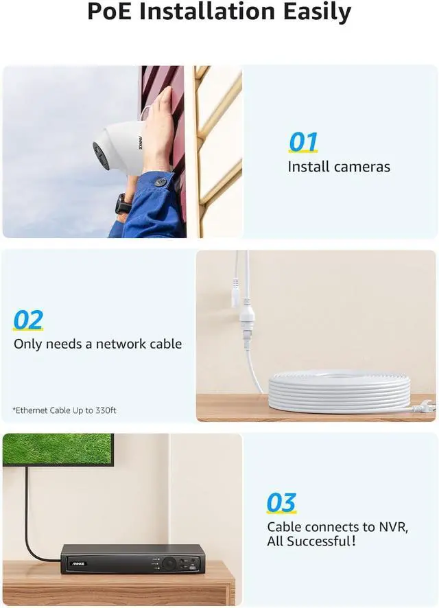 Alt view image 4 of 7 - ANNKE H800 4K PoE Security Camera System with Audio Recording, 8 Channel 4K H.265+ NVR with 5Pcs 8MP IP Turret Cameras, Wide-Angle, IP67 Weatherproof, 100 FT EXIR Night Vision with Smart IR, 2TB HDD