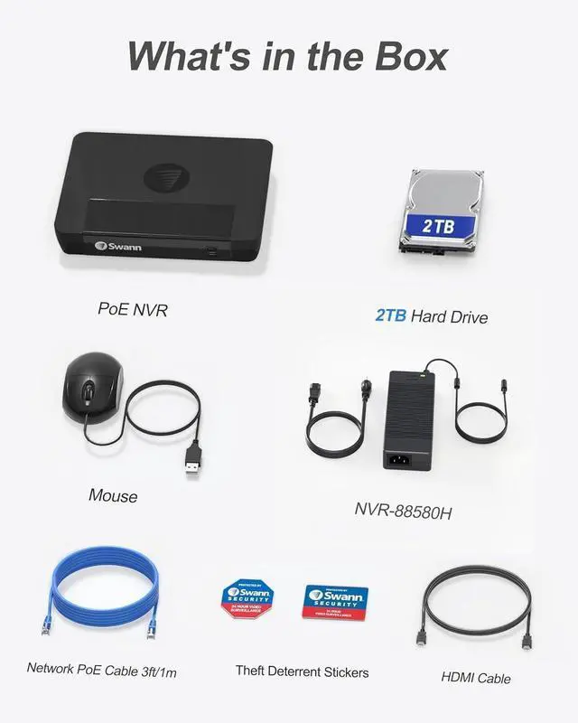 Alt view image 6 of 6 - Swann 4K 16Channel Security Camera System NVR Recorder: nvr-8580 Security PoE NVR Box with 2TB HDD,24/7 Continuous Recording,Work with Swann IP 12MP/4K/5MP/4MP HD Cameras, SRNVR-168580H