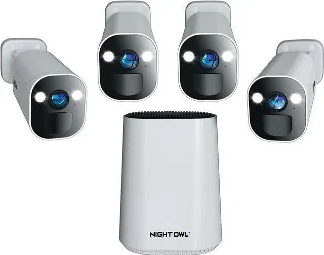 Main image of Night Owl 8 Channel Wi-Fi Video Home Security Hub with (4) Battery-Powered Wi-Fi 2K HD Indoor/Outdoor Spotlight Cameras with 2-Way Audio and 64GB microSD Card (Expandable up to 8 Cameras)