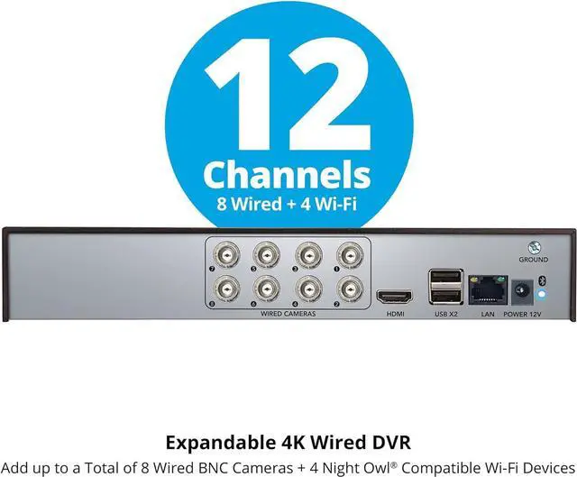 Alt view image 6 of 7 - Night Owl 2-Way Audio 12 Channel 4K DVR with Customizable Storage - Add up to 12 Total Devices