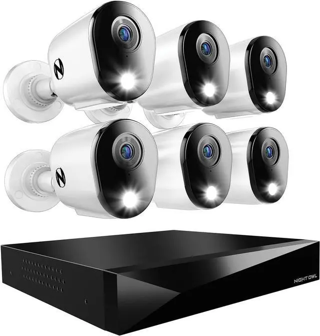 Main image of Night Owl 2-Way Audio 12 Channel DVR Video Home Security Camera System with (6) Wired 2K HD Indoor/Outdoor Deterrence Cameras and 2TB Hard Drive (Add up to 4 More Wired and 4 Wi-Fi Cameras) (6 Camera)