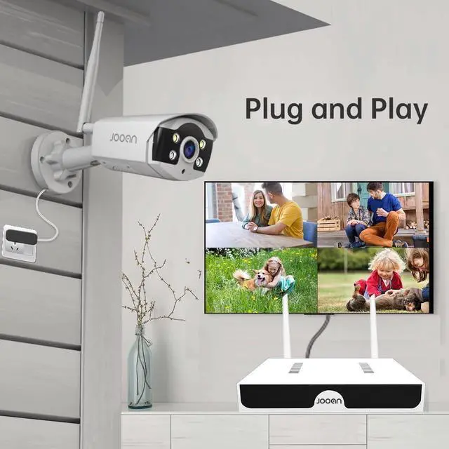 Alt view image 2 of 7 - JOOAN 3MP Wireless Security Camera System Outdoor [H.265+ System & 2 Way Audio] 10CH NVR&4 WiFi Cameras for Home Surveillance IP67 Weatherproof Color Night Vision Motion/Human Detection&Alert