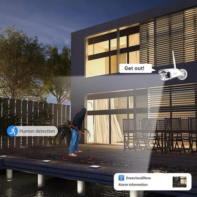 Alt view image 3 of 7 - JOOAN 3MP Wireless Security Camera System Outdoor [H.265+ System & 2 Way Audio] 10CH NVR&4 WiFi Cameras for Home Surveillance IP67 Weatherproof Color Night Vision Motion/Human Detection&Alert