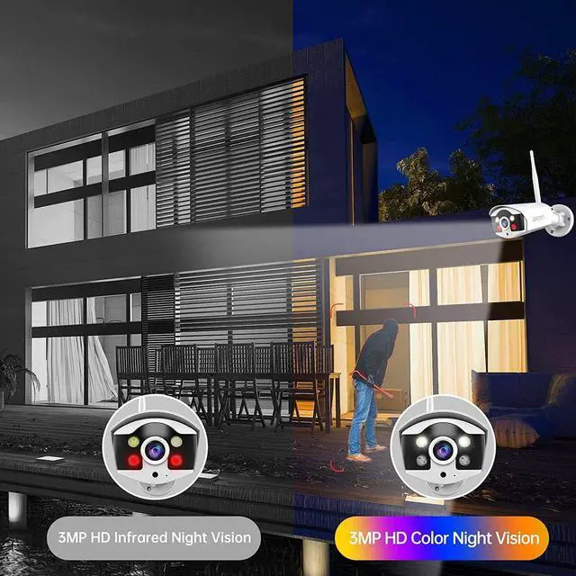 Alt view image 5 of 7 - JOOAN 3MP Wireless Security Camera System Outdoor [H.265+ System & 2 Way Audio] 10CH NVR&4 WiFi Cameras for Home Surveillance IP67 Weatherproof Color Night Vision Motion/Human Detection&Alert
